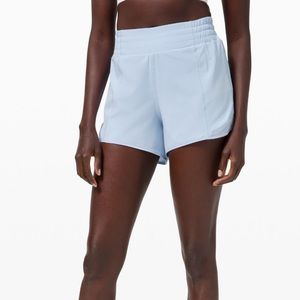 Lululemon Hotty Hot High Rise HR Short 4” Blue Linen Size 4 Sz 4